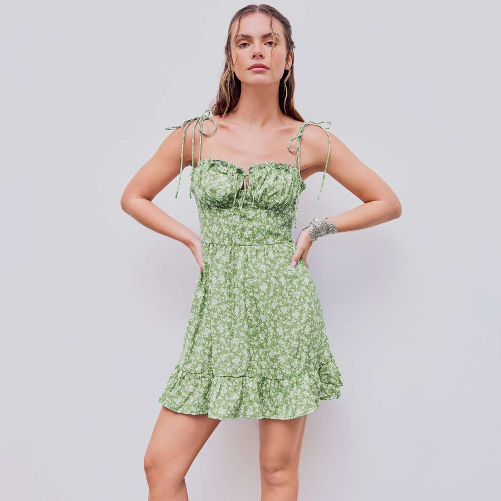 NWT. Floral Green Sundress